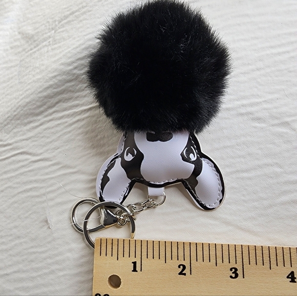 Boston Terrier / French Bulldog Dog Keychains Pom Pom Black White Set of 2 NWOT - Picture 8 of 15